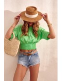 Short T-shirt with a wide cuff, green MP14546 - Online store - Boutique